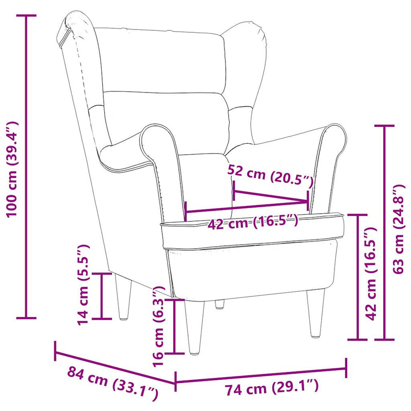 vidaXL Armchair Dark Grey 74x84x100 cm Fabric