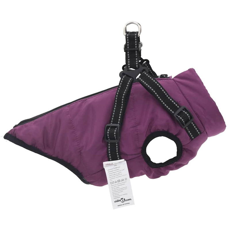 vidaXL Dog Coat with Harness Waterproof Reflective Purple 2XL