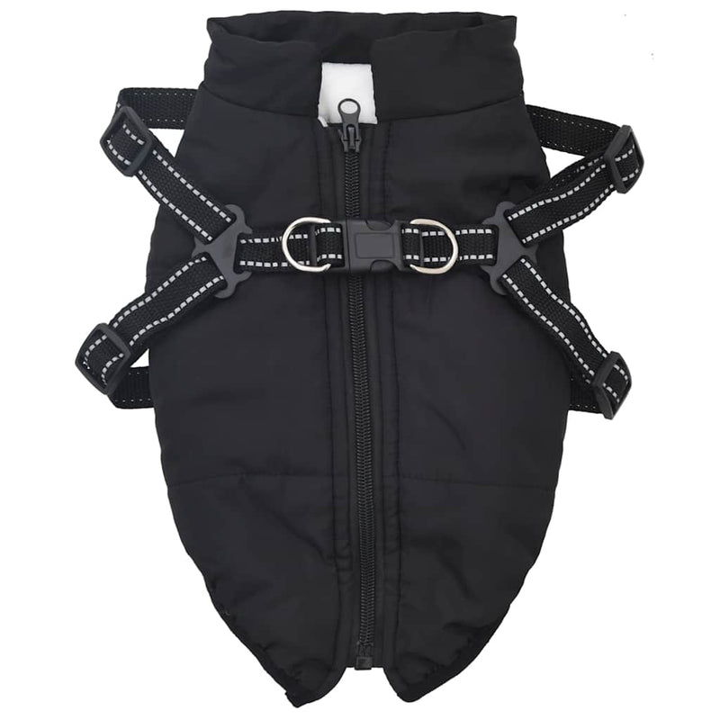 vidaXL Dog Coat with Harness Waterproof Reflective Black S