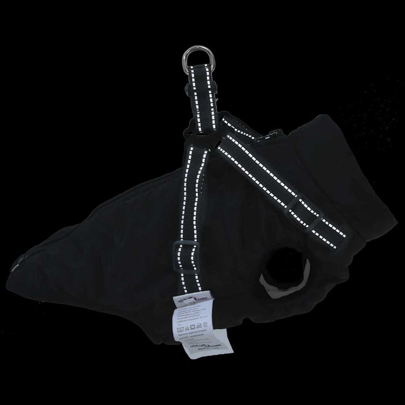 vidaXL Dog Coat with Harness Waterproof Reflective Black L