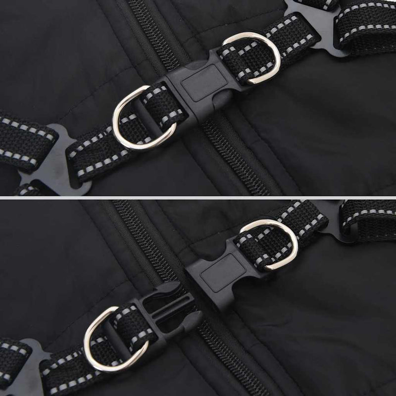 vidaXL Dog Coat with Harness Waterproof Reflective Black L