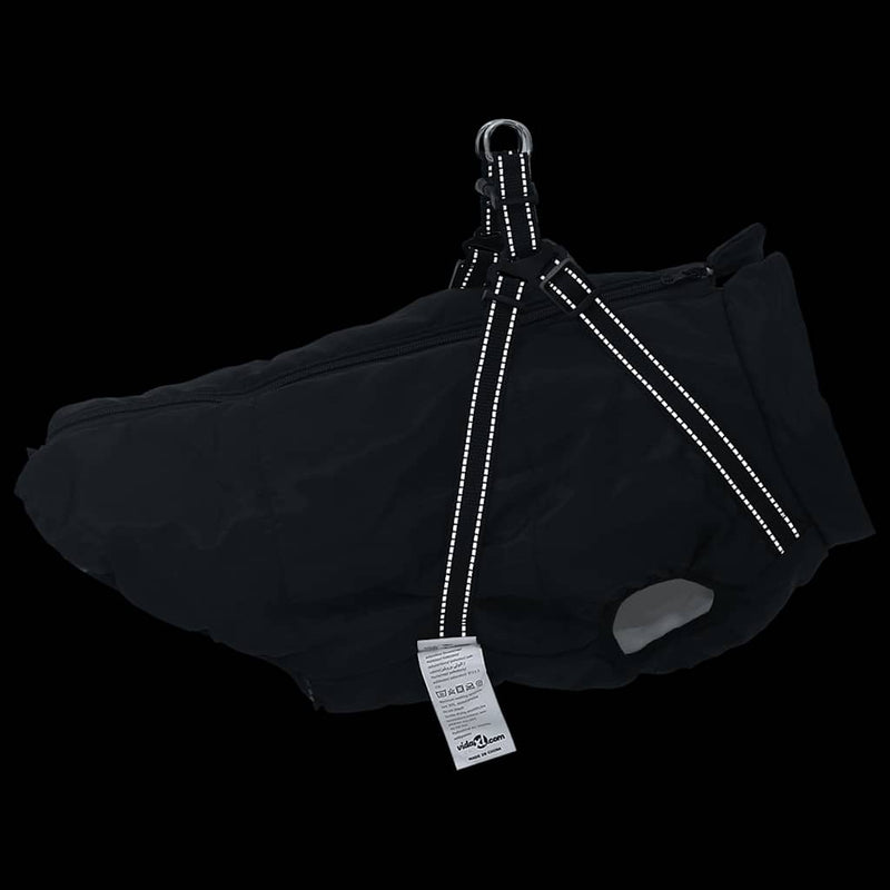 vidaXL Dog Coat with Harness Waterproof Reflective Black 3XL