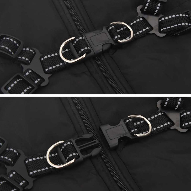vidaXL Dog Coat with Harness Waterproof Reflective Black 3XL