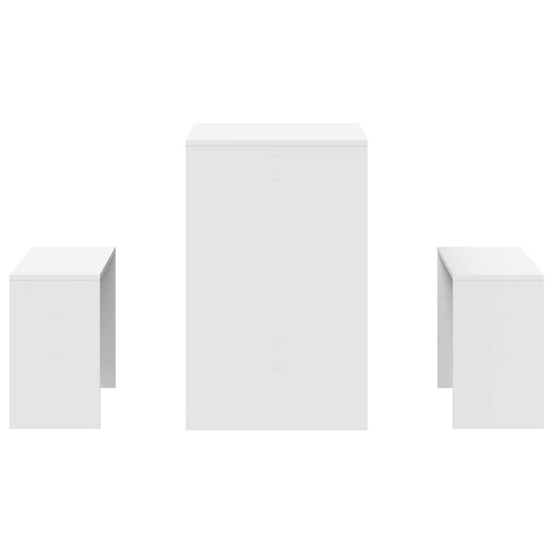 vidaXL 3 Piece Dining Table and Bench Set White Engineered Wood