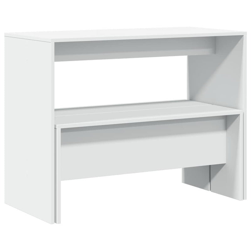 vidaXL 3 Piece Dining Table and Bench Set White Engineered Wood