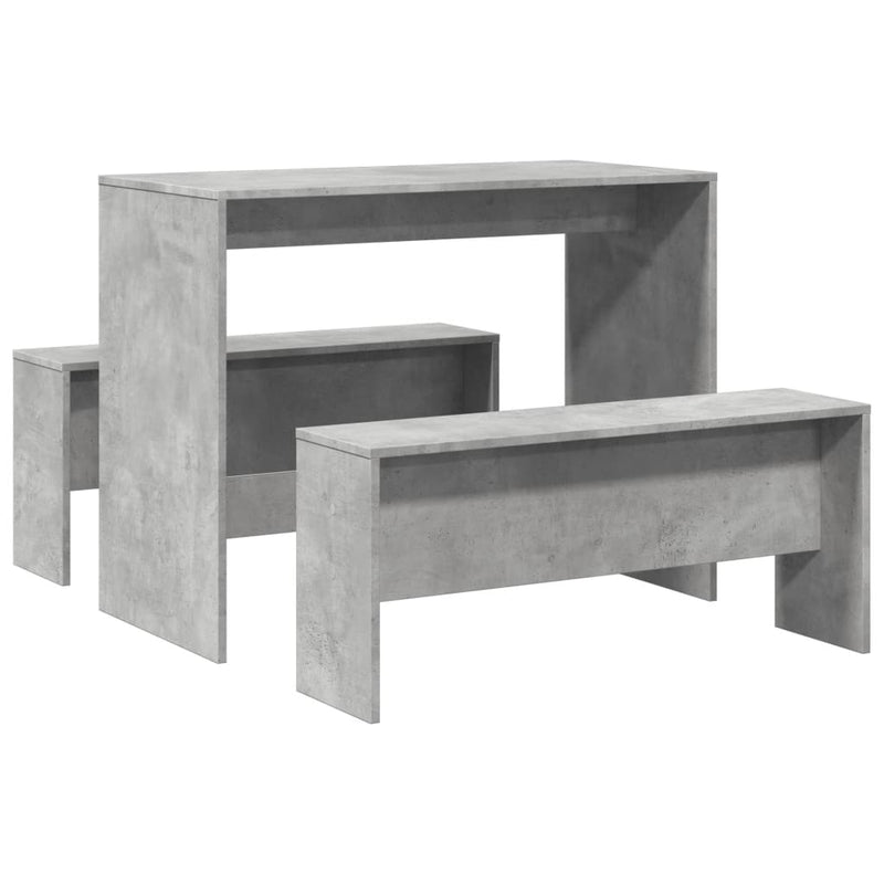vidaXL 3 Piece Dining Table and Bench Set Concrete Grey Engineered Wood