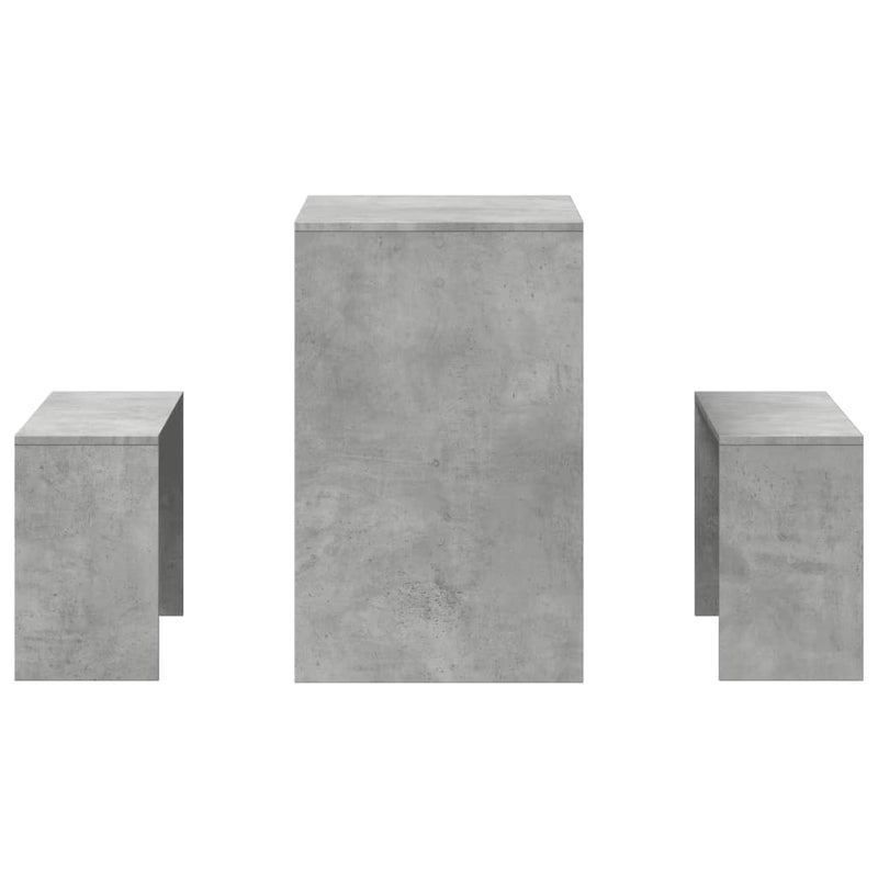 vidaXL 3 Piece Dining Table and Bench Set Concrete Grey Engineered Wood