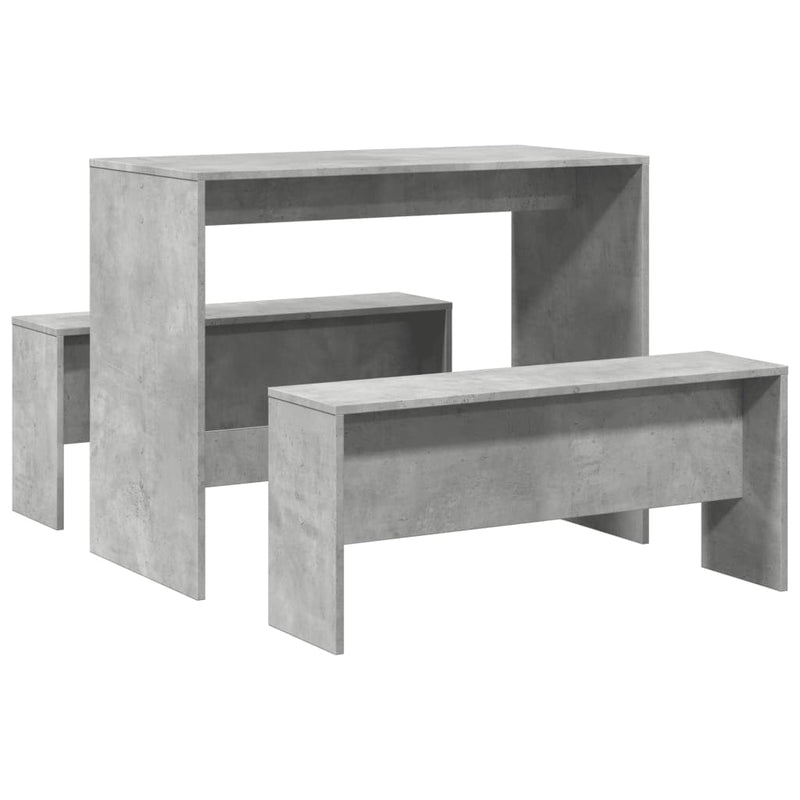 vidaXL 3 Piece Dining Table and Bench Set Concrete Grey Engineered Wood