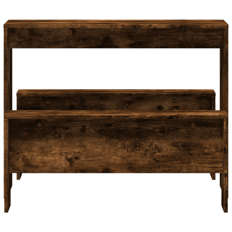 vidaXL 3 Piece Dining Table and Bench Set Smoked Oak Engineered Wood