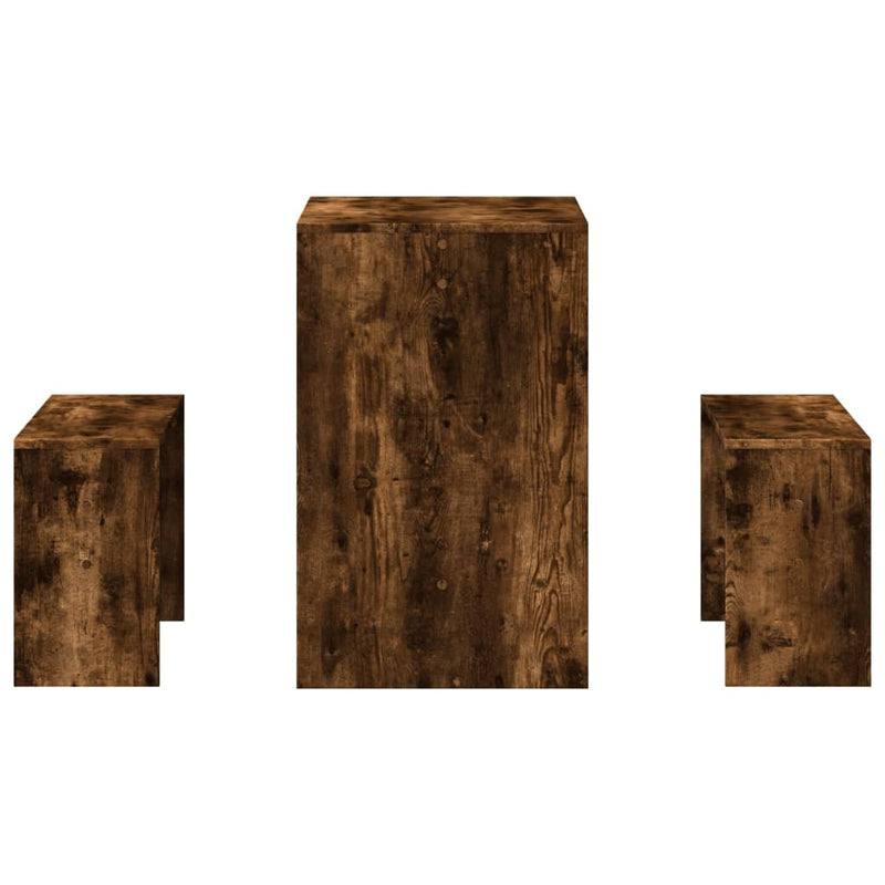 vidaXL 3 Piece Dining Table and Bench Set Smoked Oak Engineered Wood