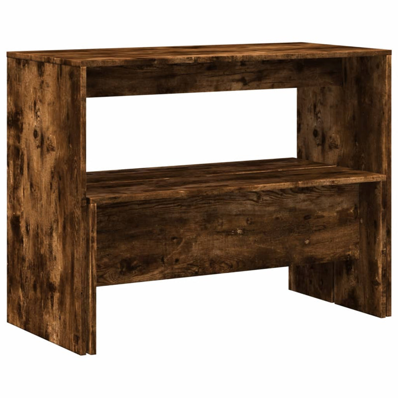 vidaXL 3 Piece Dining Table and Bench Set Smoked Oak Engineered Wood