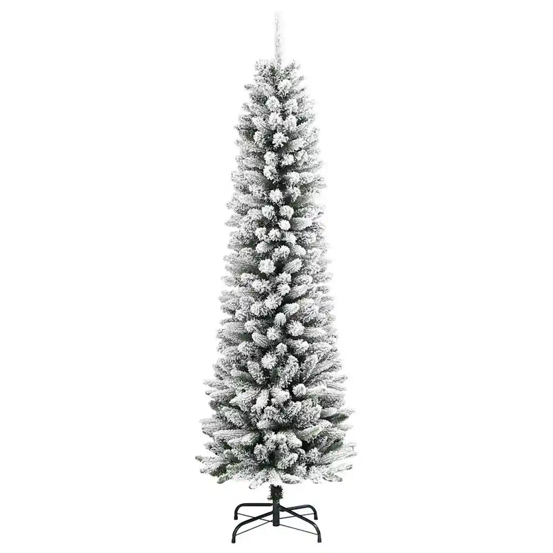 Artificial Slim Christmas Tree with Flocked Snow 150 cm PVC&PE
