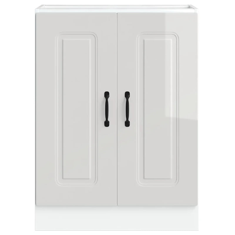 Sink Base Cabinet "Kalmar" High Gloss White 60x46x81.5 cm