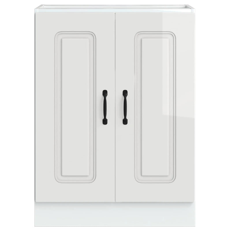 Sink Base Cabinet "Kalmar" High Gloss White 60x46x81.5 cm