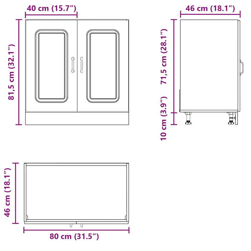 vidaXL Sink Base Cabinet Kalmar White 80x46x81.5 cm Engineered Wood