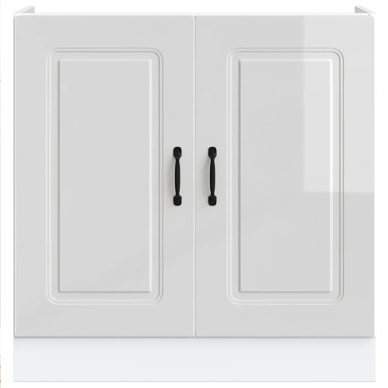 Sink Base Cabinet "Kalmar" High Gloss White 80x46x81,5 cm Engineered Wood