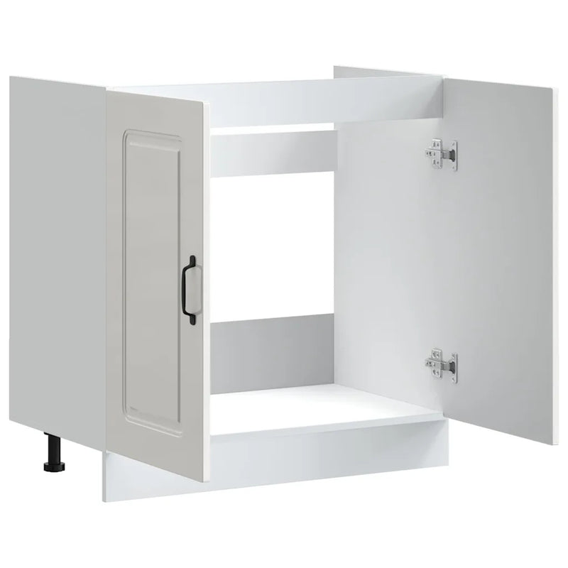 Sink Base Cabinet "Kalmar" High Gloss White 80x46x81,5 cm Engineered Wood