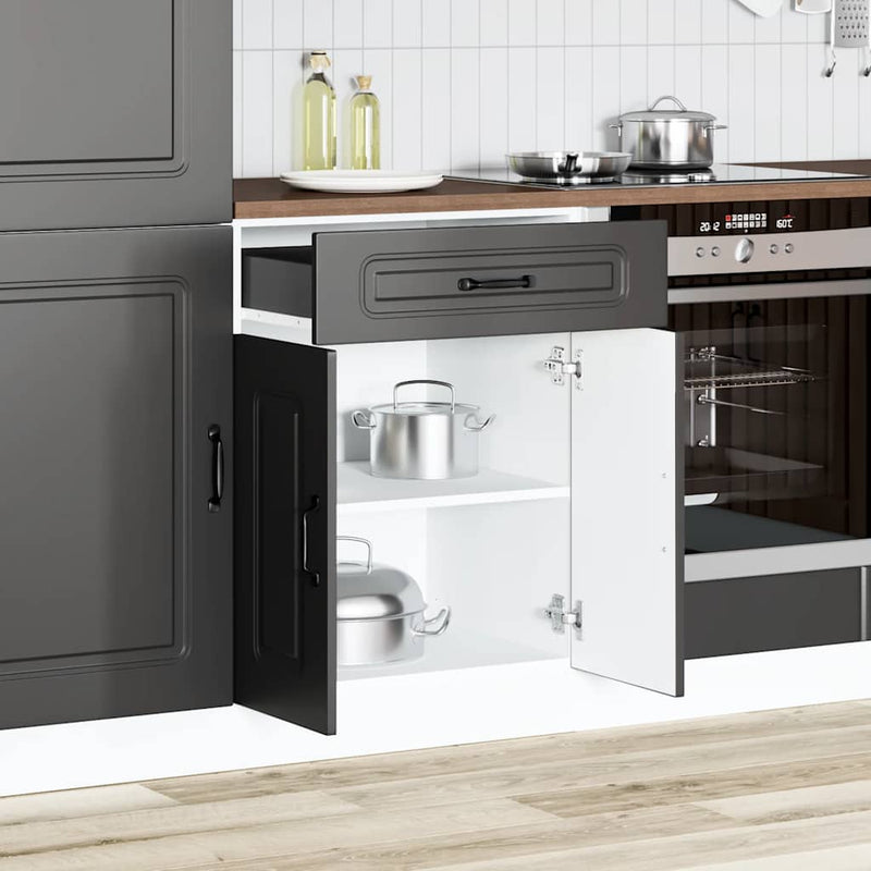 vidaXL Kitchen Base Cabinet "Kalmar" Black Engineered Wood
