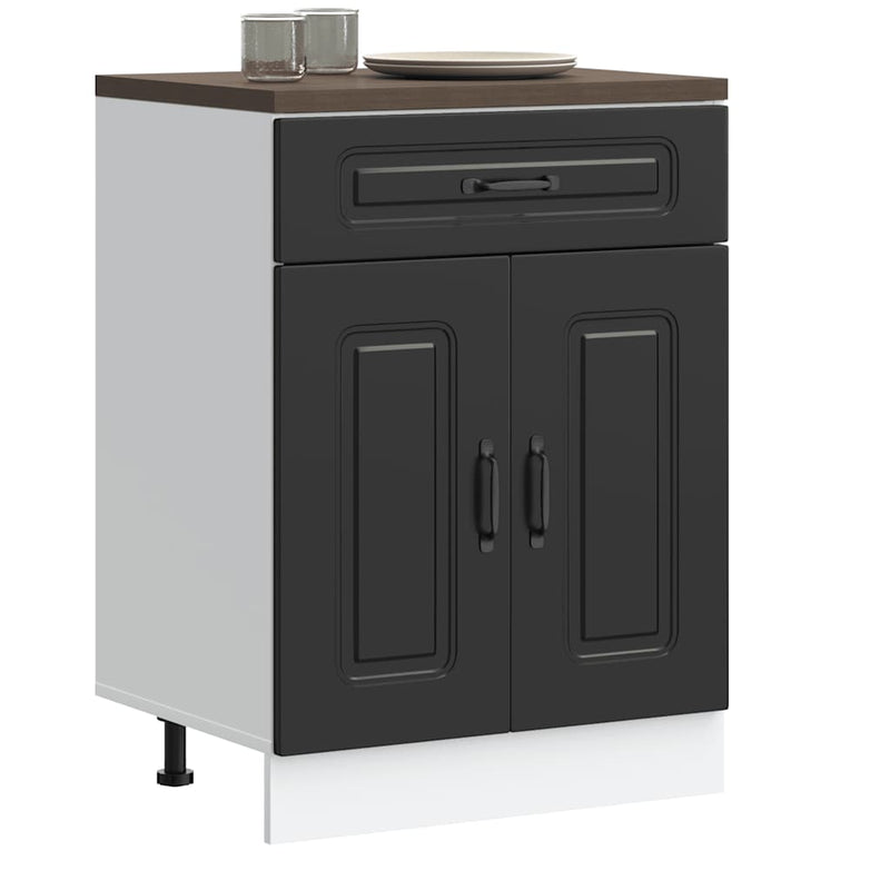vidaXL Kitchen Base Cabinet "Kalmar" Black Engineered Wood