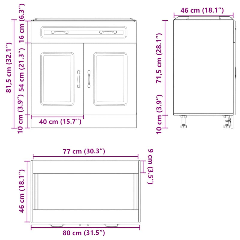 vidaXL Kitchen Base Cabinet Kalmar White Engineered Wood