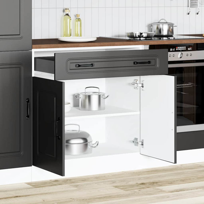 vidaXL Kitchen Base Cabinet "Kalmar" Black Engineered Wood