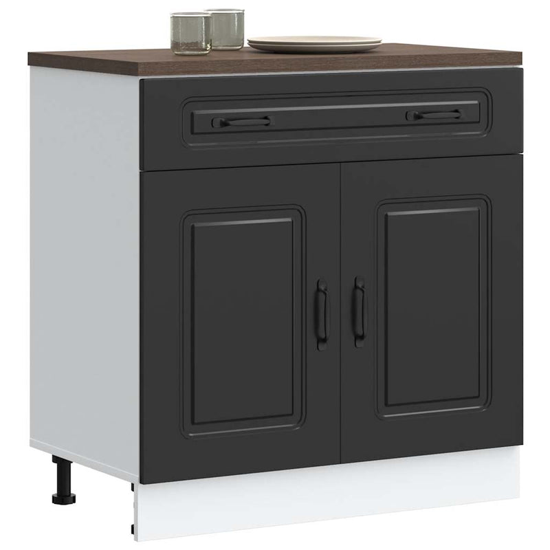vidaXL Kitchen Base Cabinet "Kalmar" Black Engineered Wood