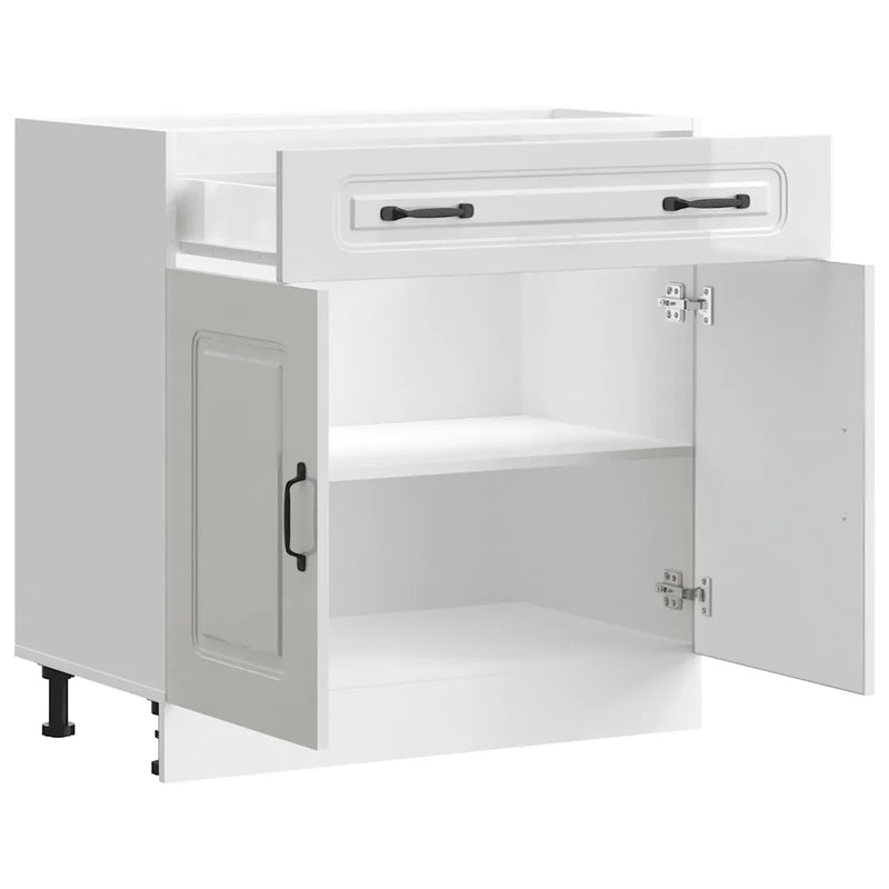 Kitchen Base Cabinet "Kalmar" High Gloss White Engineered Wood