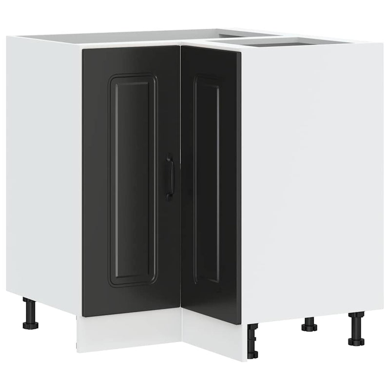 vidaXL Kitchen Corner Base Cabinet "Kalmar" Black Engineered Wood