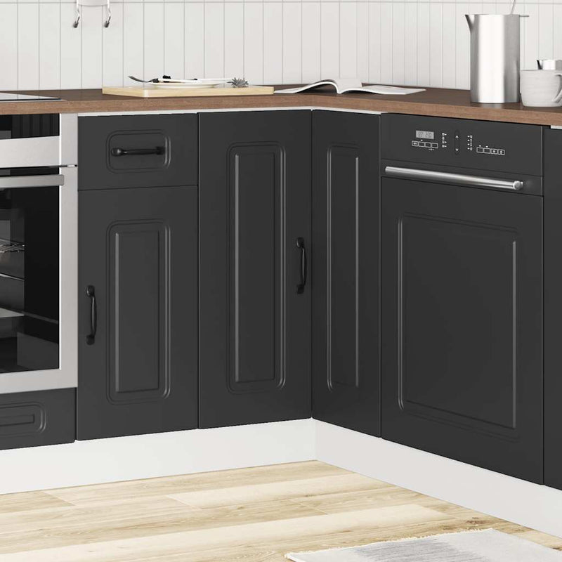vidaXL Kitchen Corner Base Cabinet "Kalmar" Black Engineered Wood