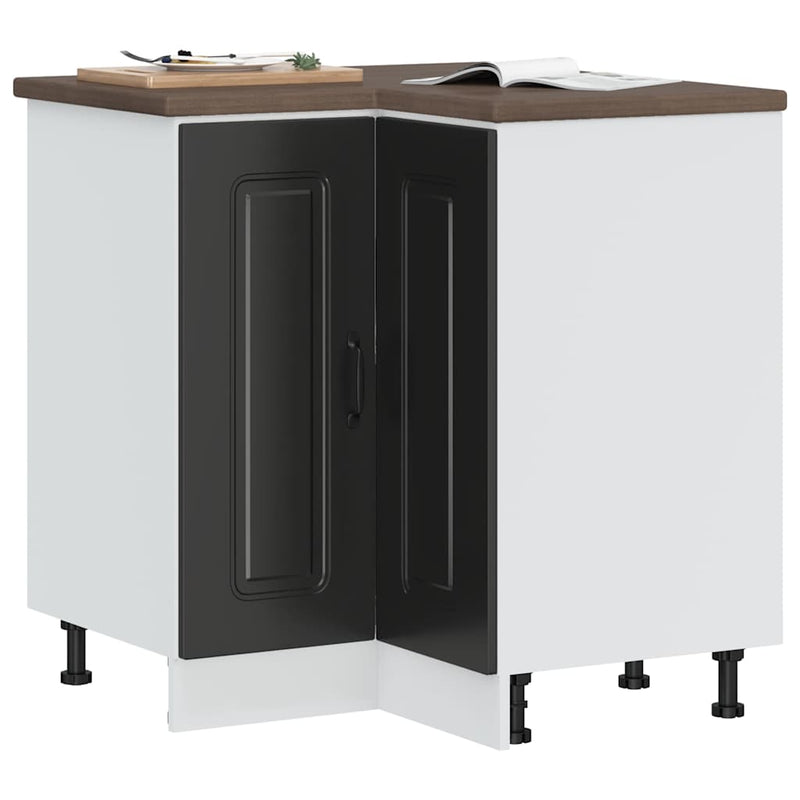 vidaXL Kitchen Corner Base Cabinet "Kalmar" Black Engineered Wood