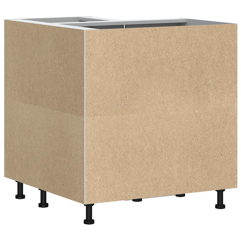 Kitchen Corner Base Cabinet "Kalmar" High Gloss White Engineered Wood