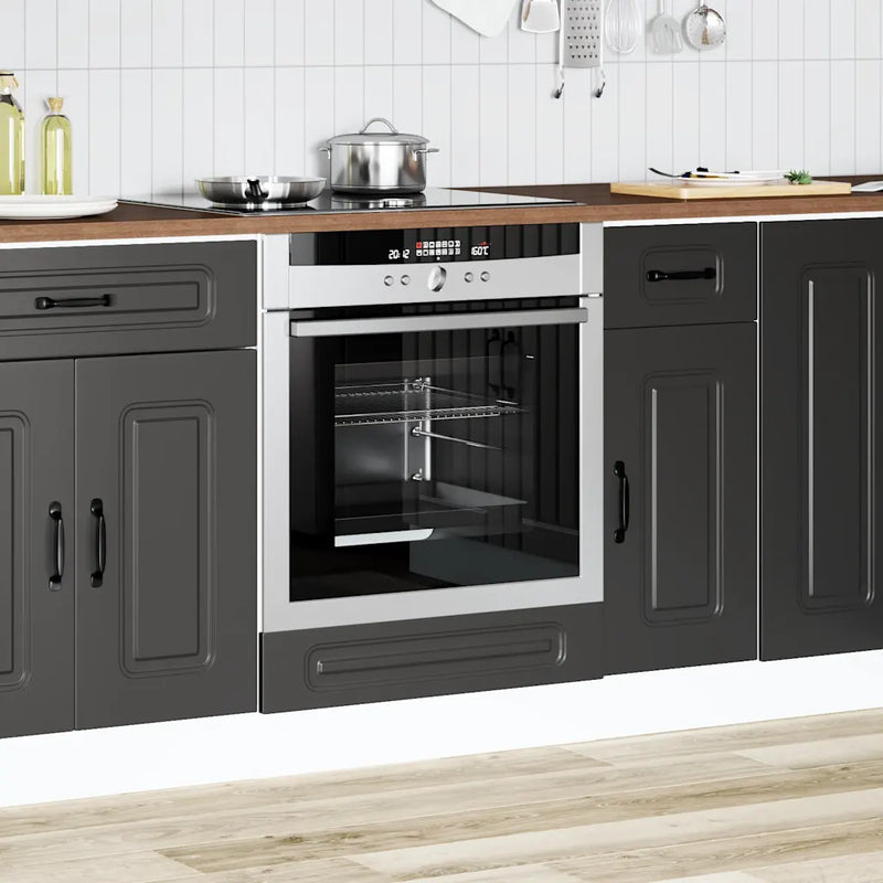 Oven Cabinet "Kalmar" Black Engineered Wood