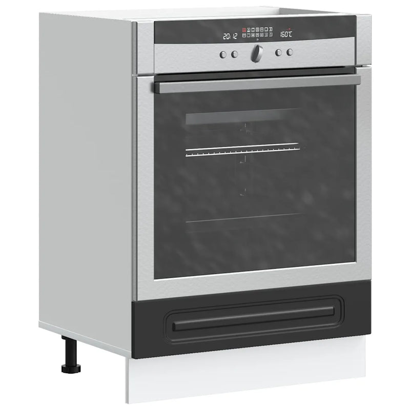Oven Cabinet "Kalmar" Black Engineered Wood