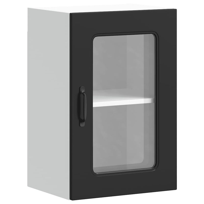 vidaXL Kitchen Wall Cabinet with Glass Door "Kalmar" Black Engineered Wood