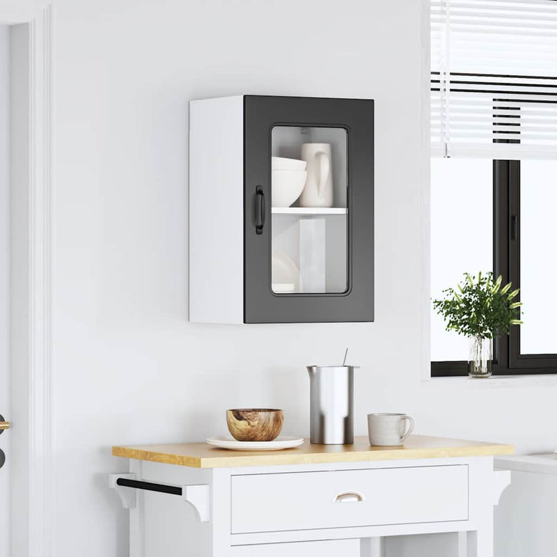 vidaXL Kitchen Wall Cabinet with Glass Door "Kalmar" Black Engineered Wood