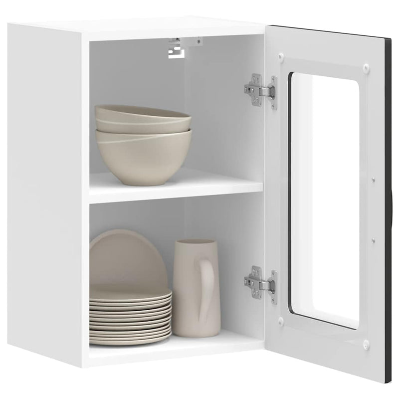 vidaXL Kitchen Wall Cabinet with Glass Door "Kalmar" Black Engineered Wood