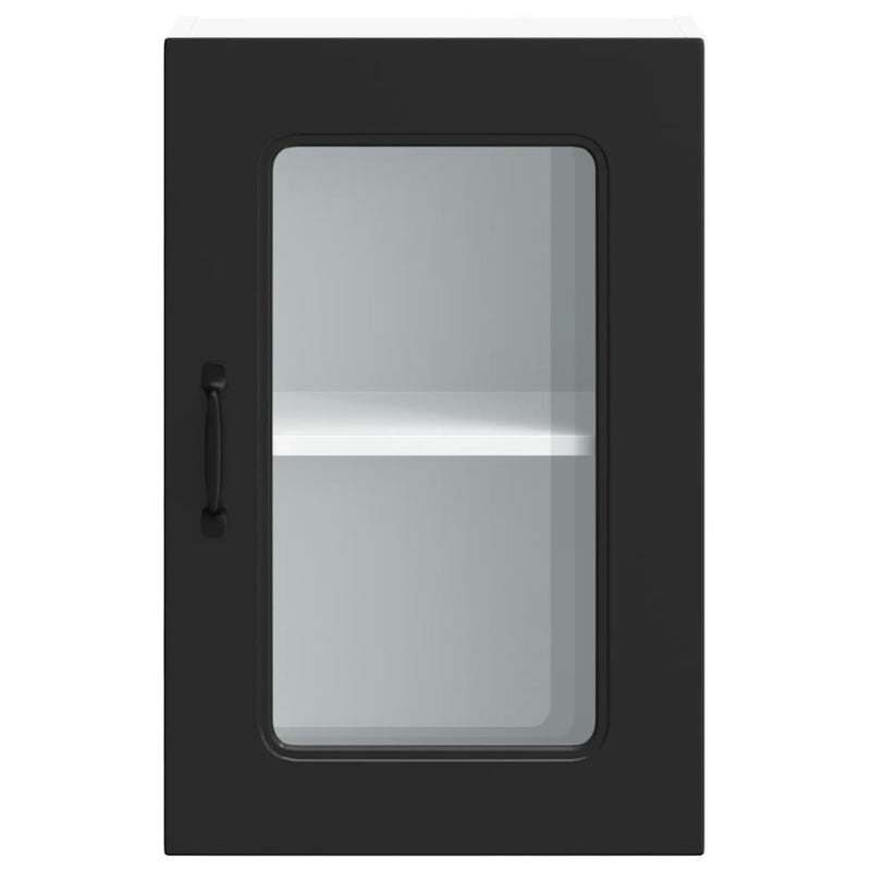 vidaXL Kitchen Wall Cabinet with Glass Door "Kalmar" Black Engineered Wood