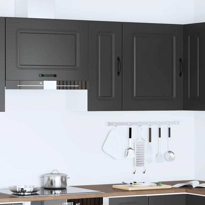 vidaXL Kitchen Wall Cabinet "Kalmar" Black Engineered Wood