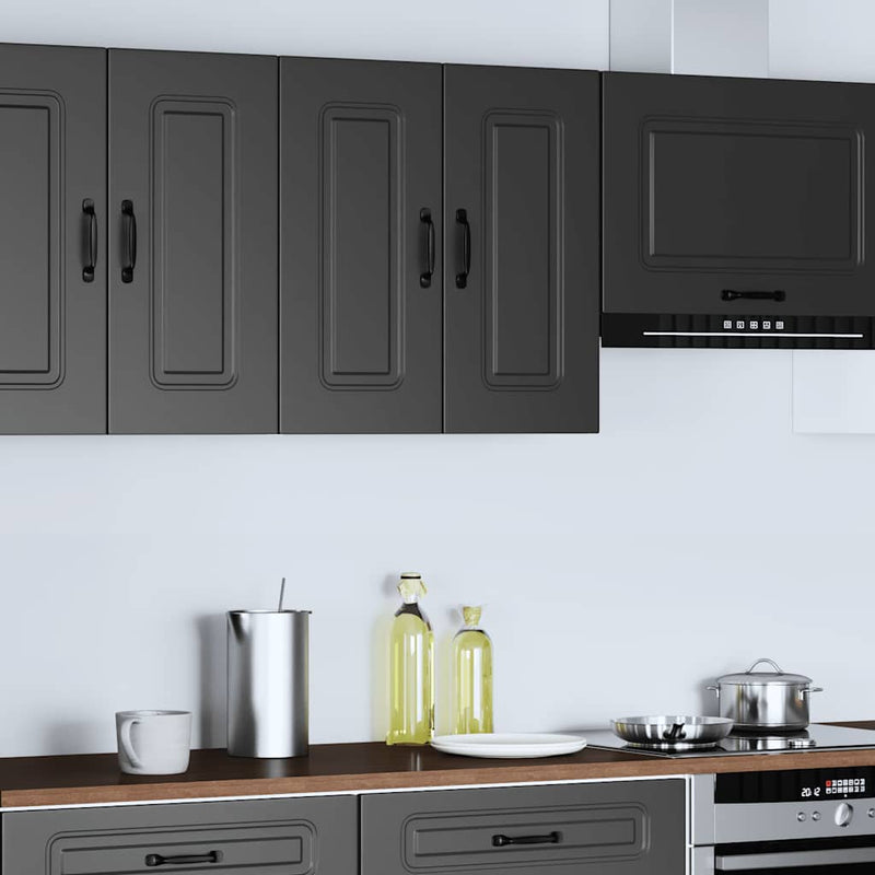 vidaXL Kitchen Wall Cabinet "Kalmar" Black Engineered Wood
