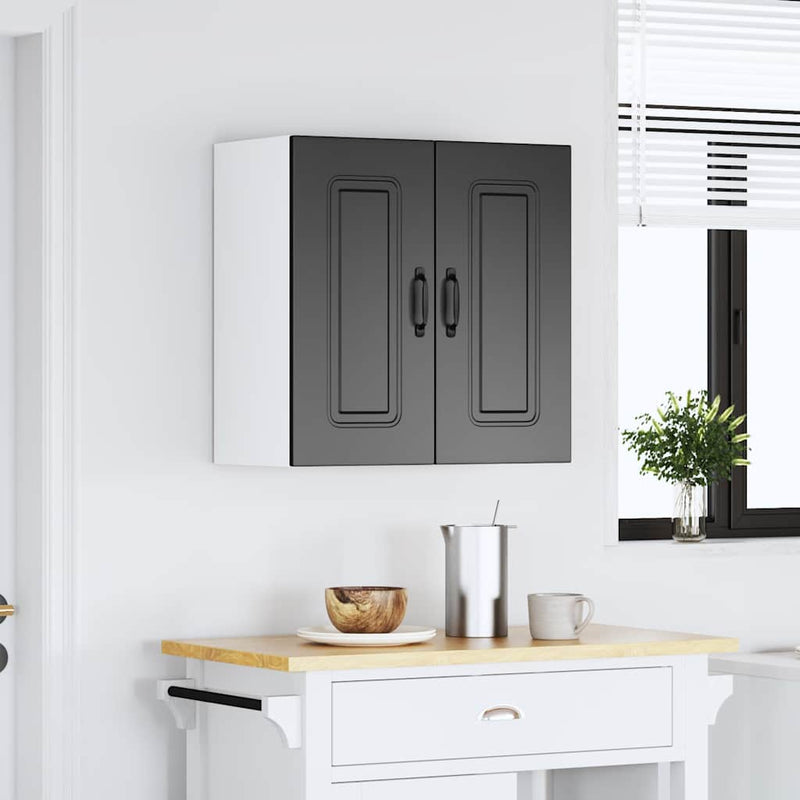 vidaXL Kitchen Wall Cabinet "Kalmar" Black Engineered Wood