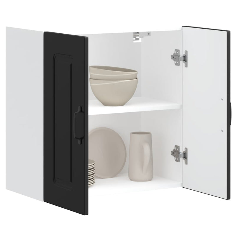 vidaXL Kitchen Wall Cabinet "Kalmar" Black Engineered Wood