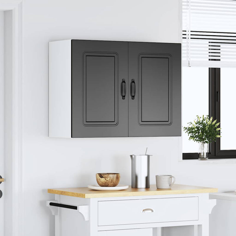 vidaXL Kitchen Wall Cabinet "Kalmar" Black Engineered Wood