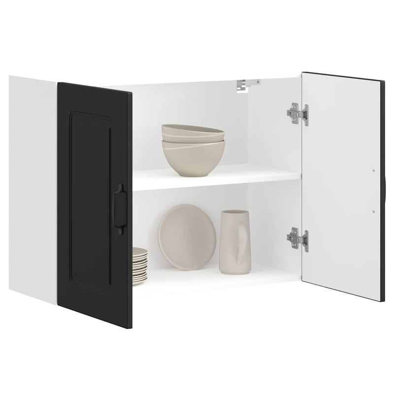 vidaXL Kitchen Wall Cabinet "Kalmar" Black Engineered Wood