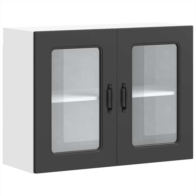 vidaXL Kitchen Wall Cabinet with Glass Door "Kalmar" Black Engineered Wood