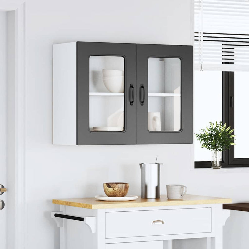 vidaXL Kitchen Wall Cabinet with Glass Door "Kalmar" Black Engineered Wood