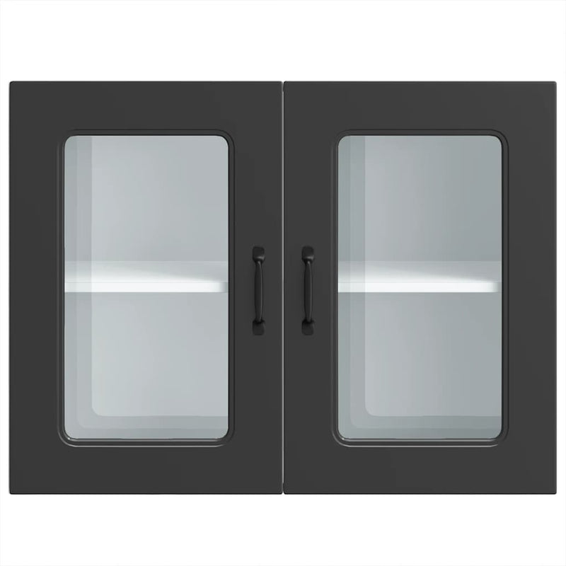 vidaXL Kitchen Wall Cabinet with Glass Door "Kalmar" Black Engineered Wood