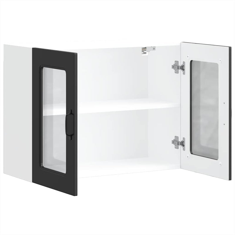 vidaXL Kitchen Wall Cabinet with Glass Door "Kalmar" Black Engineered Wood