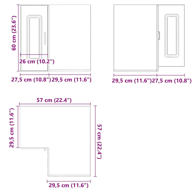 vidaXL Kitchen Wall Corner Cabinet Kalmar White Engineered Wood
