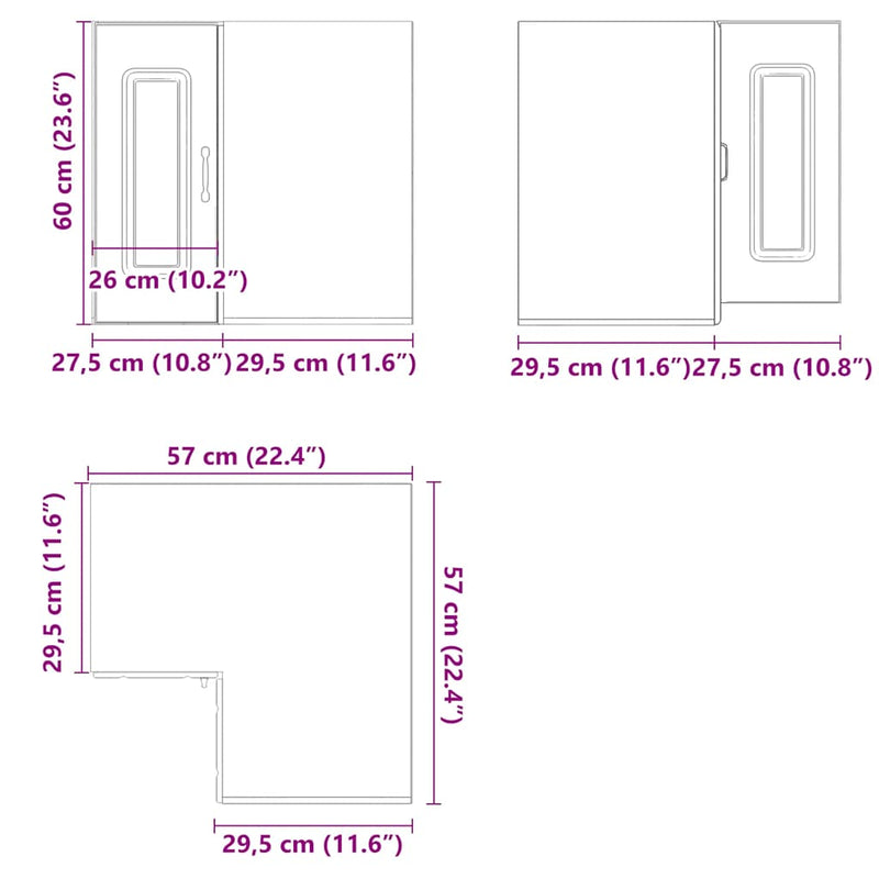 vidaXL Kitchen Wall Corner Cabinet Kalmar White Engineered Wood