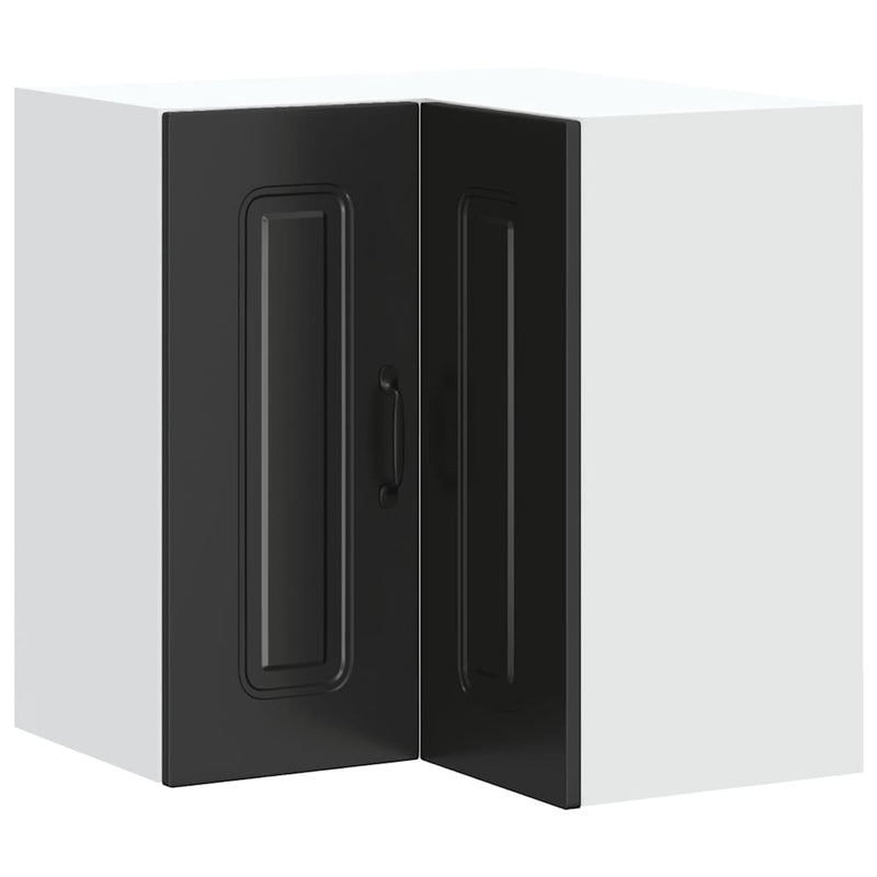 vidaXL Kitchen Wall Corner Cabinet "Kalmar" Black Engineered Wood